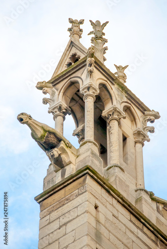 Gargoyle protruding from a Buttress on Notre Dame de Paris photo