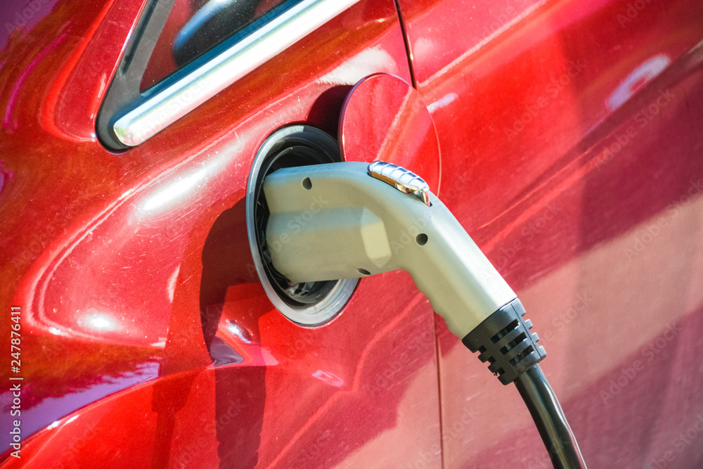 Electric vehicle charging. EV charge port and quick charging socket