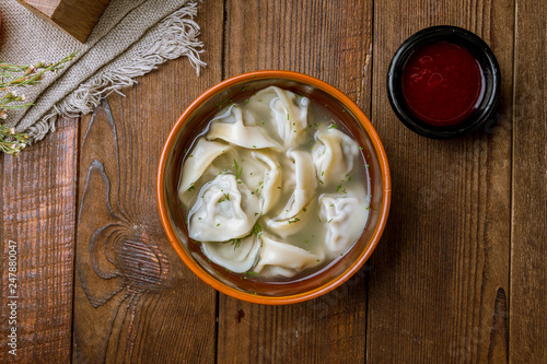 Dumplings with sour cream and herbs