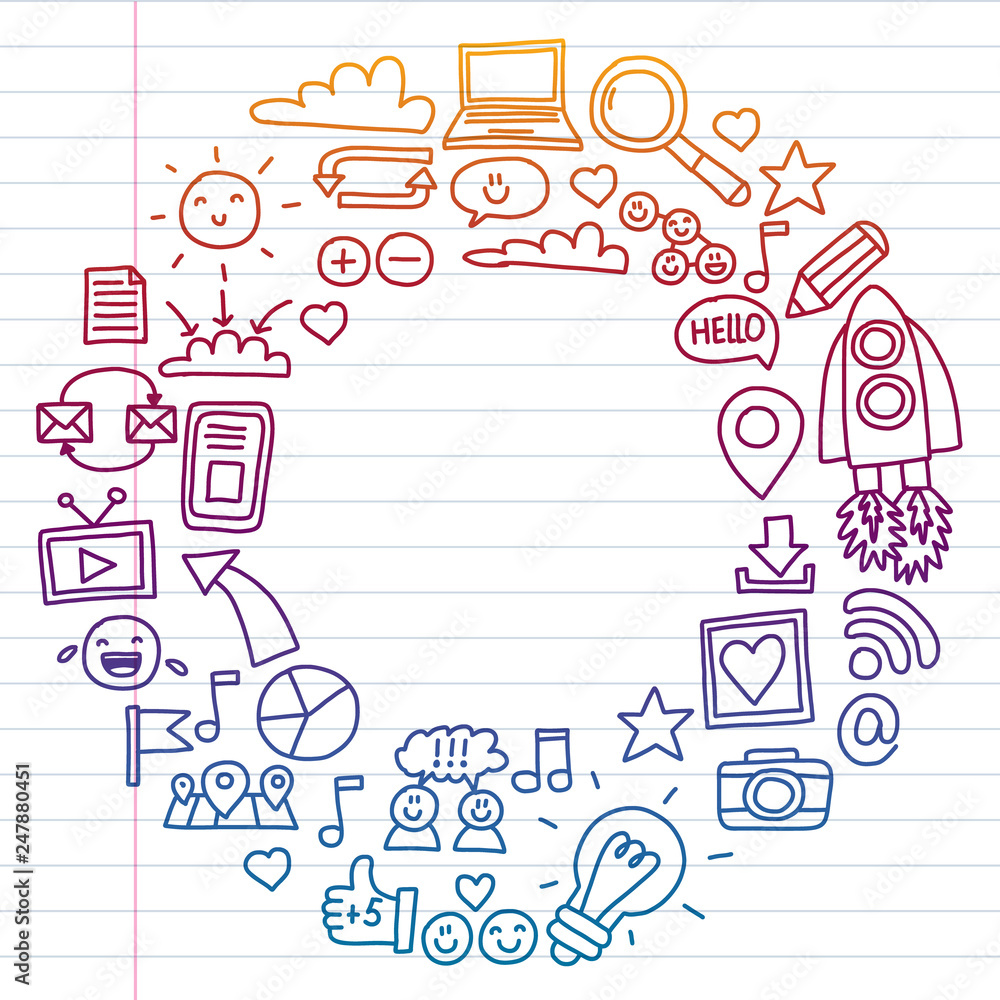Business and communication. Social media vector illustration. Business and communication. Social media vector illustration.