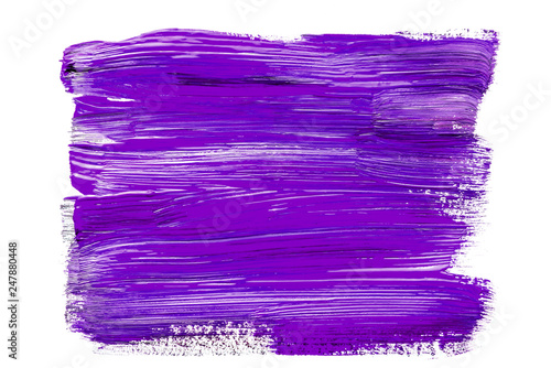 Abstraction for background, rectangular pattern with violet paint on white isolated background