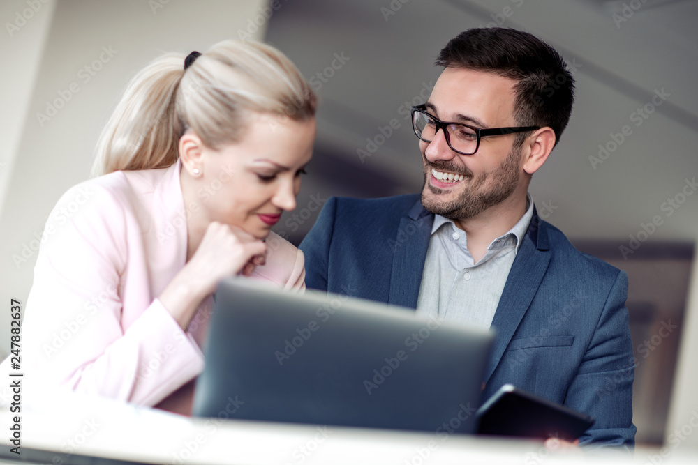 Business coworkers discussing new ideas Business coworkers discussing new ideas