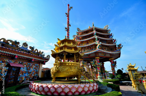 Naja Shrine is decorated in Chinese style. Is a tourist attraction for tourists to pay homage to Chinese gods in Chonburi, Thailand
