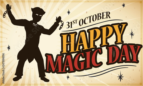 Retro Design with Escapist Silhouette to Celebrate Magic Day, Vector Illustration