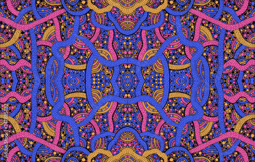 Psychedelic ornamental background. Geometrical pattern.  illustration