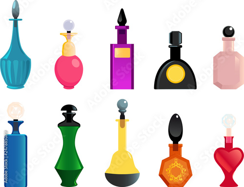 Set of bottles or vials, EPS 8 vector illustration, no transparencies, no mesh 
