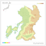 熊本県の地図（等高線・色分け）