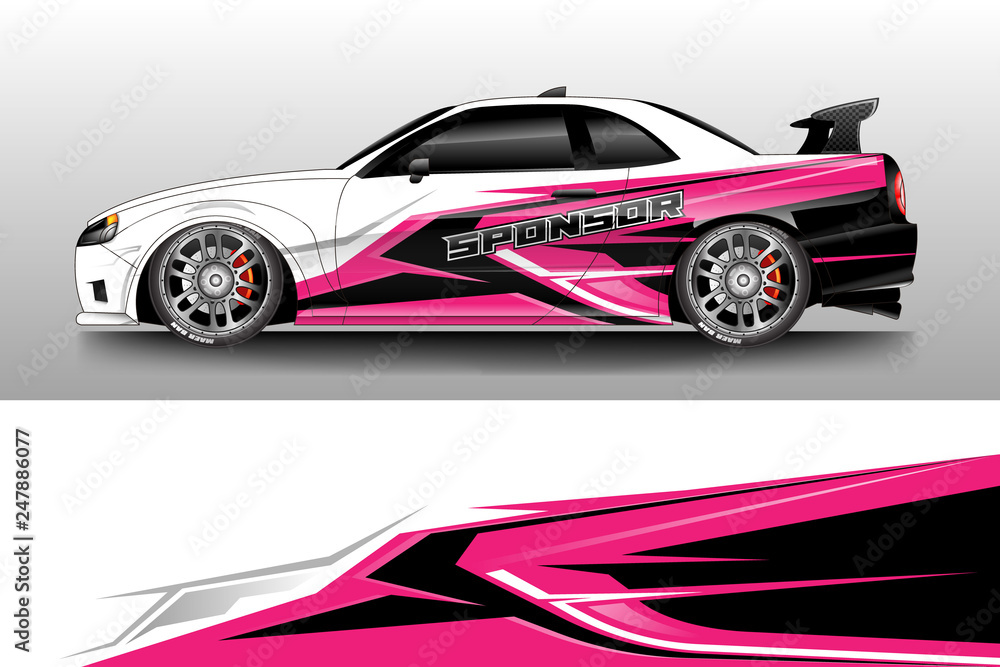 Decal car and car wrap vector, truck, bus, racing, service car, auto designs . Racing, Rally, Abstract background livery .