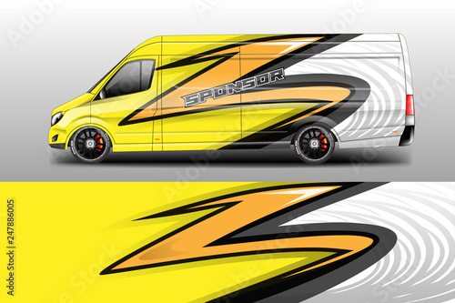 Decal car and car wrap vector  truck  bus  racing  service car  auto designs . Racing  Rally  Abstract background livery .