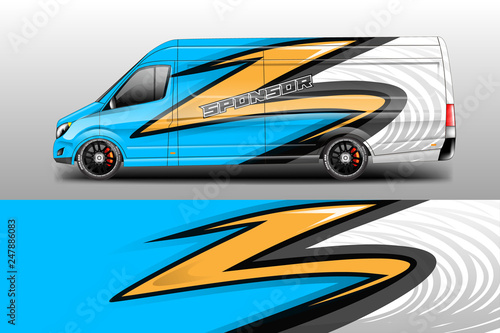 Decal car and car wrap vector  truck  bus  racing  service car  auto designs . Racing  Rally  Abstract background livery .