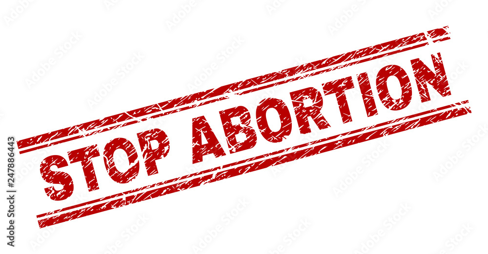 STOP ABORTION seal watermark with distress texture. Red vector rubber print of STOP ABORTION tag with dirty texture. Text tag is placed between double parallel lines. STOP ABORTION seal watermark with distress texture. Red vector rubber print of STOP ABORTION tag with dirty texture. Text tag is placed between double parallel lines.