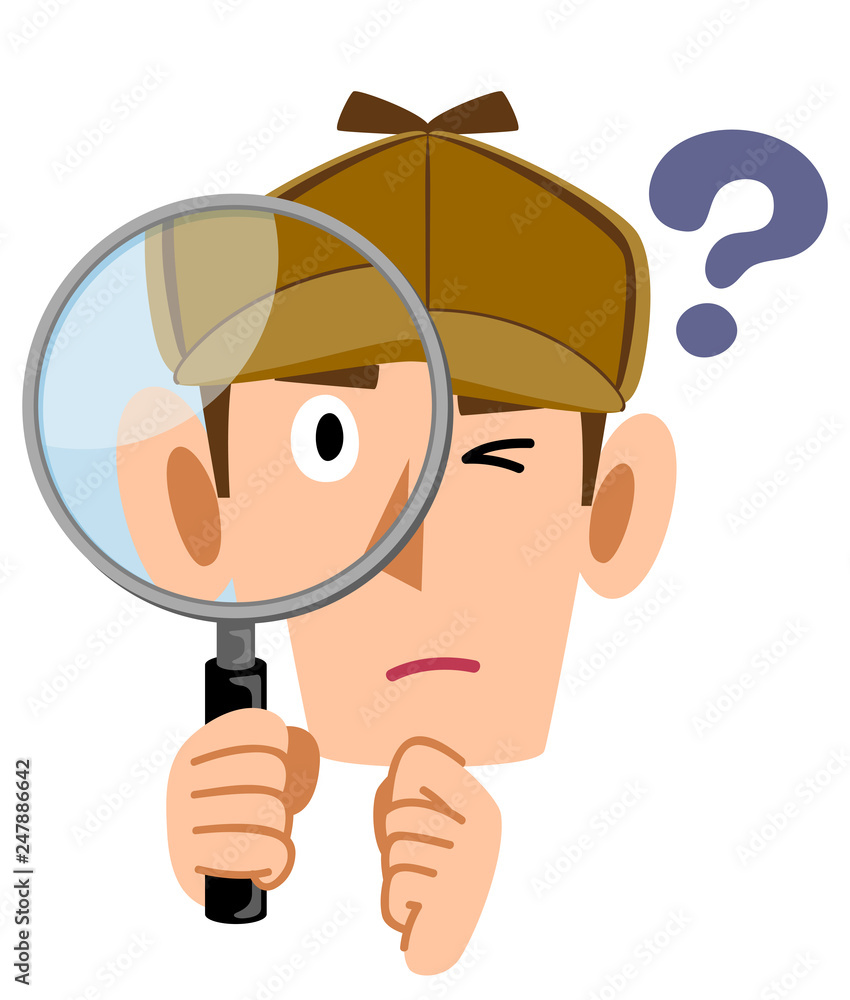 虫眼鏡を覗く探偵 顔 疑問 Stock Vector Adobe Stock