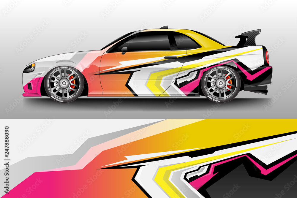 Car decal wrap company designs vector . Livery wrap company , van , cargo, truck .