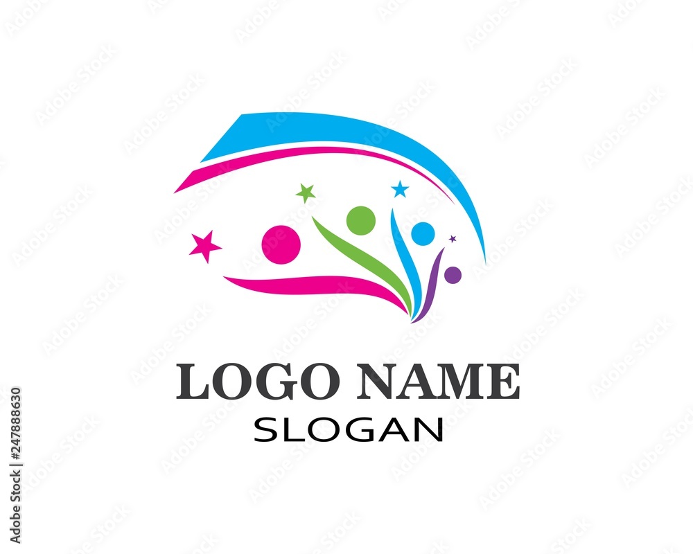 Fototapeta premium Adoption and community care Logo template vector