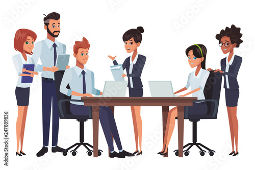 executive business coworkers cartoon