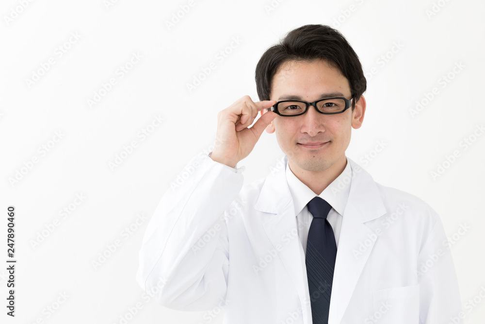 portrait of young asian doctor isolated on white background