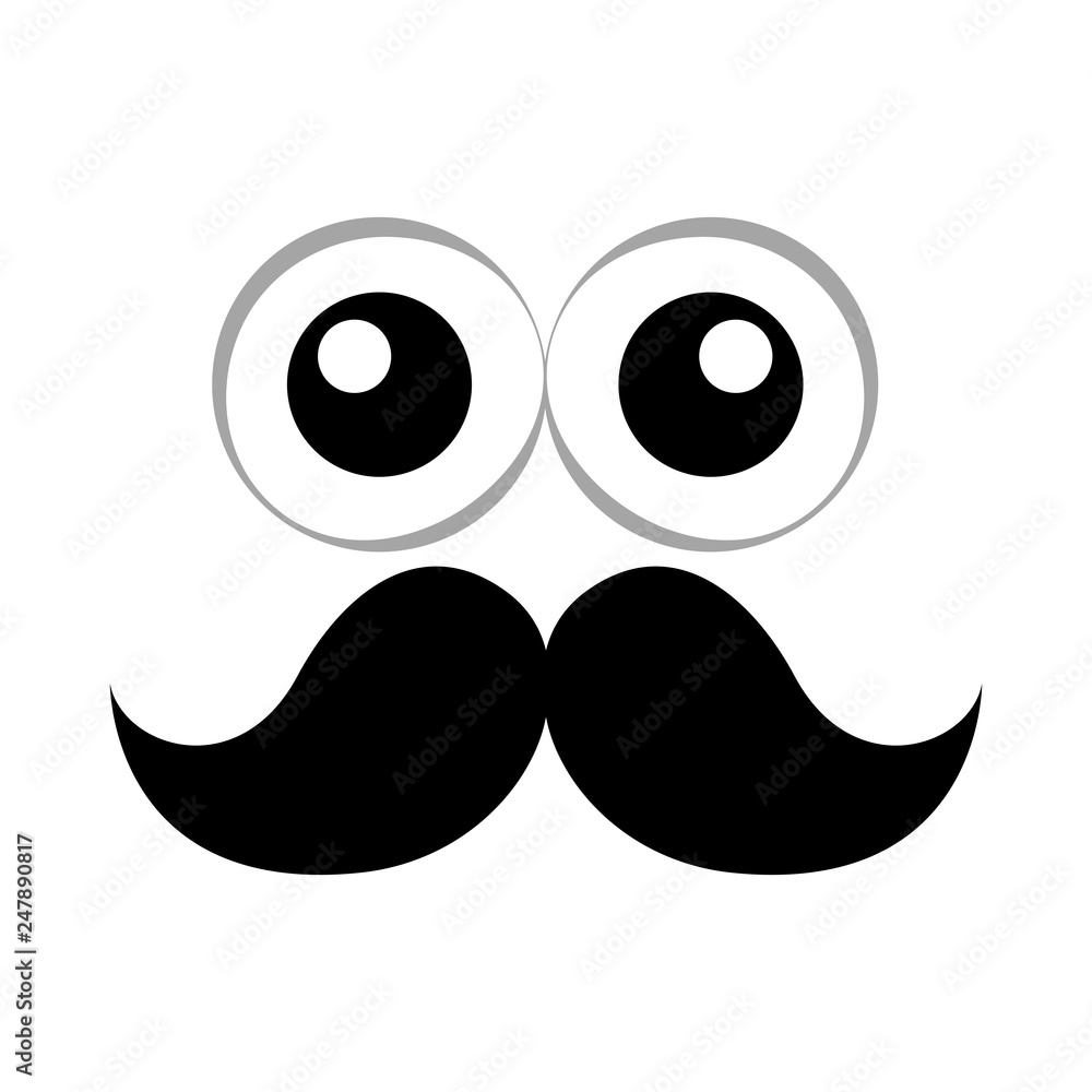 Isolated cartoon eyes with moustache. Vector illustration design Isolated cartoon eyes with moustache. Vector illustration design