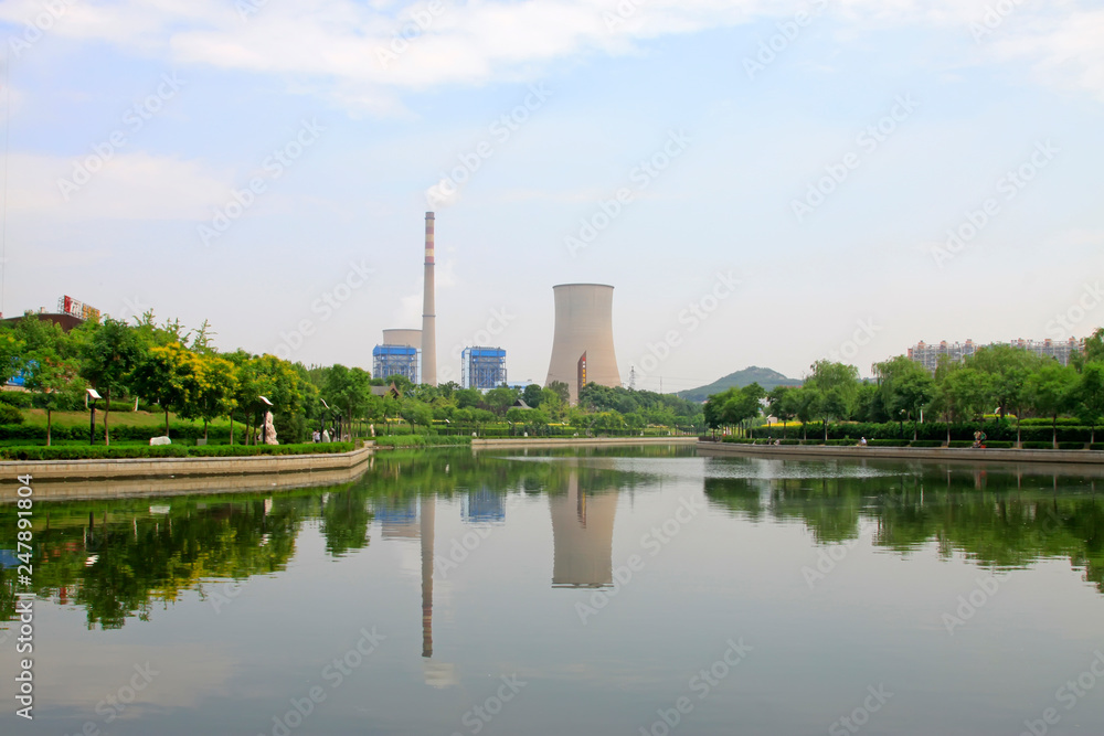 industrial building by the DouHe River shore in Tangshan City, China industrial building by the DouHe River shore in Tangshan City, China