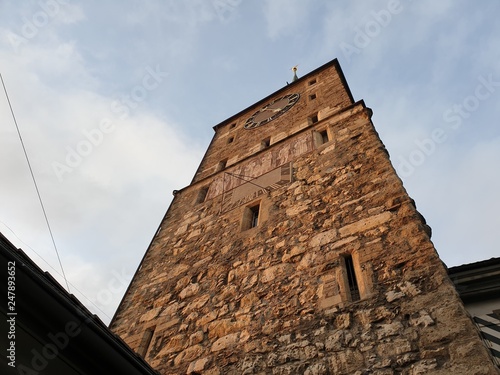 Historical point of interest. Tower with clock from the 13th century.