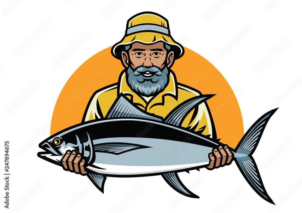 fisherman show his big fish fisherman show his big fish