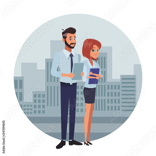 executive business coworkers cartoon