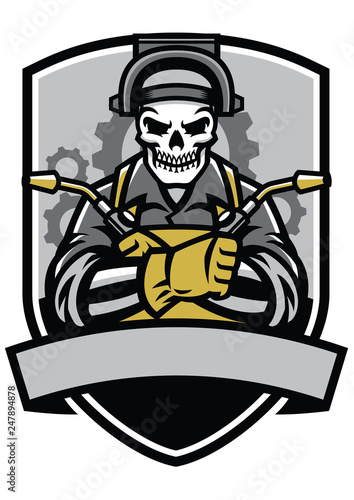 skull welder badge