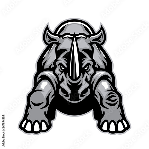 steady angry rhino mascot