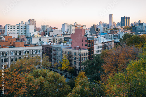 Autumn sunset view over Harlem from Morningside Heights in Manhattan  New York City