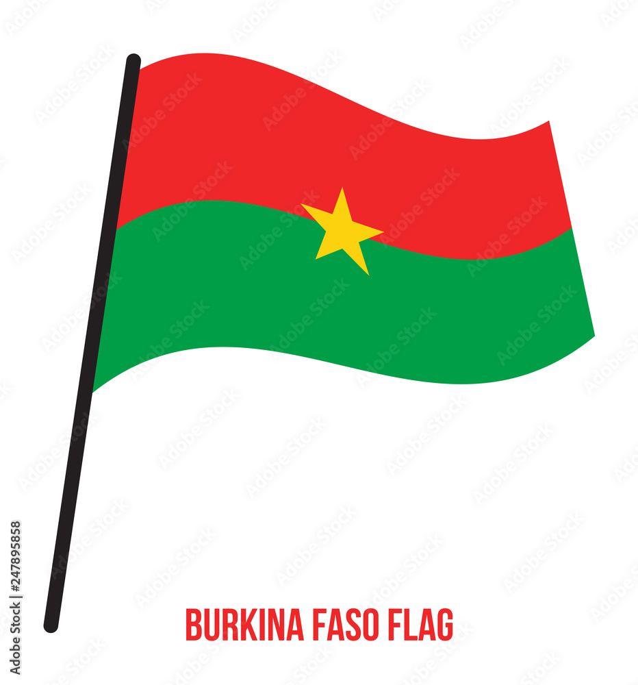 Burkina Faso Flag Waving Vector Illustration on White Background. Burkina Faso National Flag. Burkina Faso Flag Waving Vector Illustration on White Background. Burkina Faso National Flag.