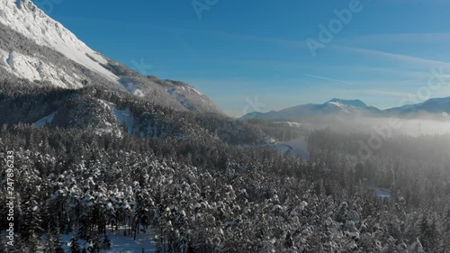 Trees Mountain Morning Winter Moutain Sun Aerial photo