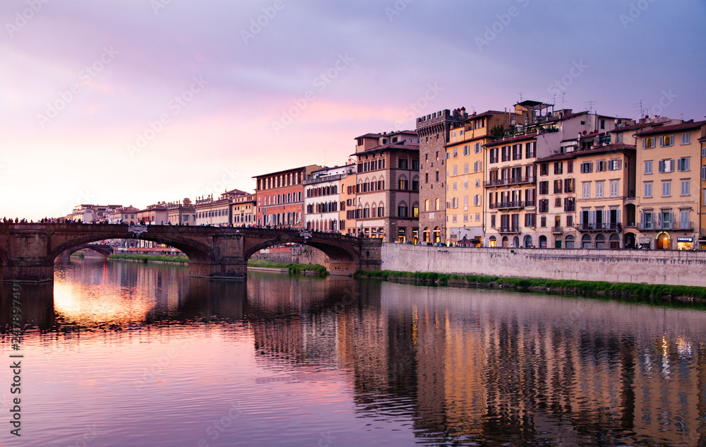 river Arno at sunset Florence, Italy