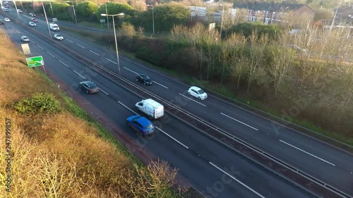 Traffic on the A50 road to Uttoxeter, drivers and logistical lorries travel up and down one of the busiest roads in the city of Stoke on Trent photo