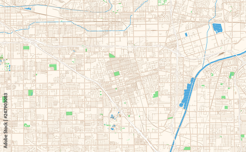 Anaheim California printable map excerpt