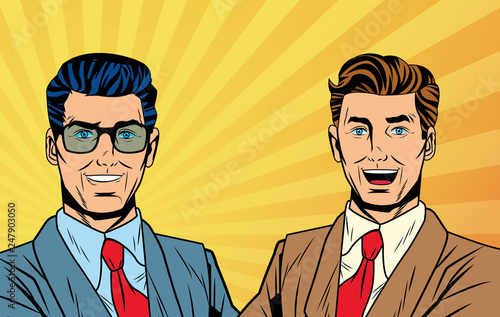 Pop art businessmen cartoon