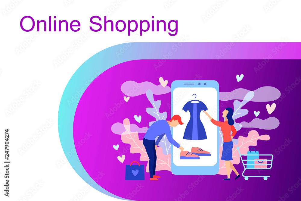 Online shopping concept with characters. Online shopping concept with characters.