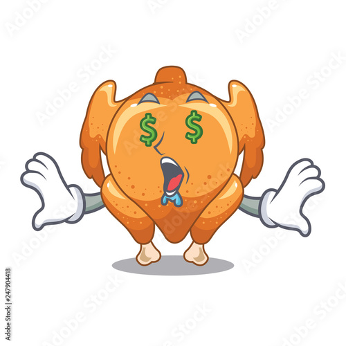 Money eye cartoon roast chicken ready to eat