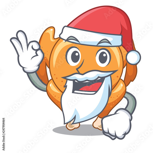 Santa cartoon roast chicken ready to eat