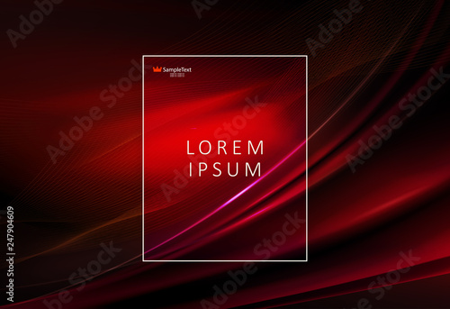 Abstract red design with smooth thin lines with glitter and gentle veil.