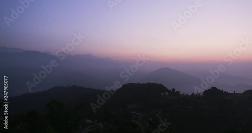 Pan of Himilaya mountain range at sunrise. photo