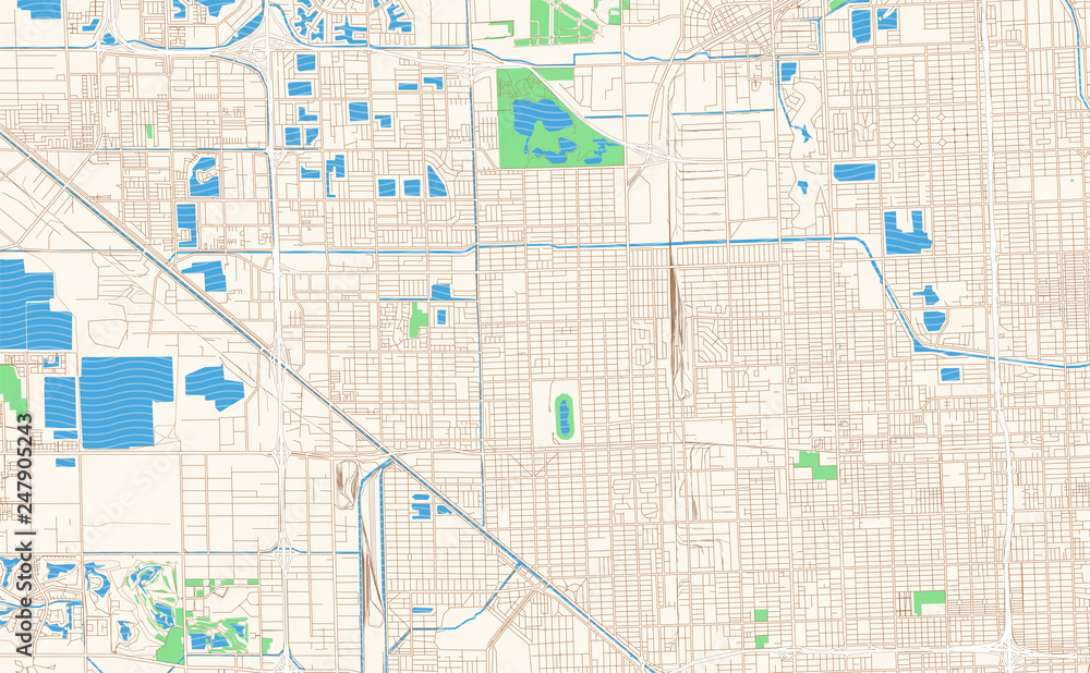 Fototapeta premium Hialeah Florida printable map excerpt