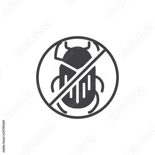 No beetle pests vector icon. filled flat sign for mobile concept and web design. Stop bug insects simple solid icon. Symbol, logo illustration. Pixel perfect vector graphics