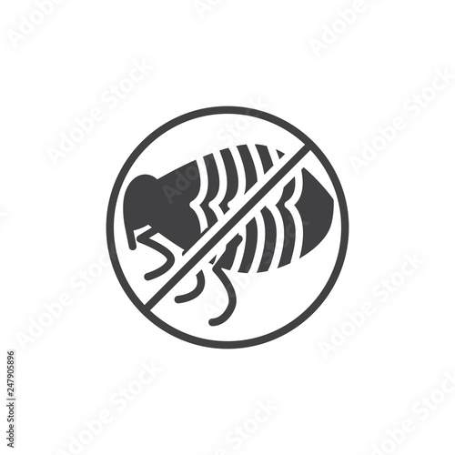 No flea pests vector icon. filled flat sign for mobile concept and web design. Stop flea insects insects simple solid icon. Symbol, logo illustration. Pixel perfect vector graphics