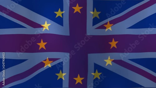 Flag of the United Kingdom overlayed with a semi-transparent flag of the European Union photo