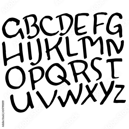 Simple alphabet letters. Handdrawn grunge ink font. Vector illustration. photo