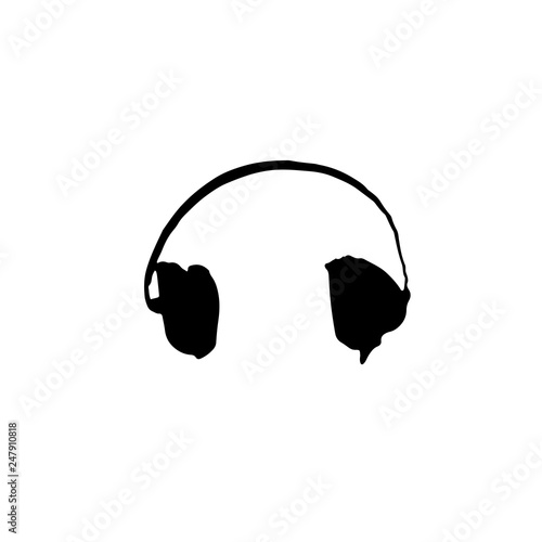 Vector headphones icon. Black handdrawn icon. Vector illustration.