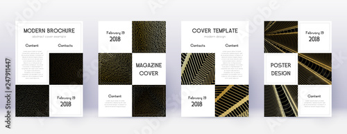 Business brochure design template set. Gold abstra