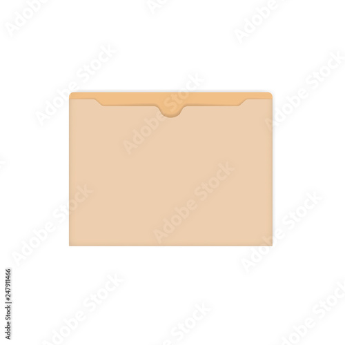 Blank manila file jacket with straight cut tab for letter size paper, mockup