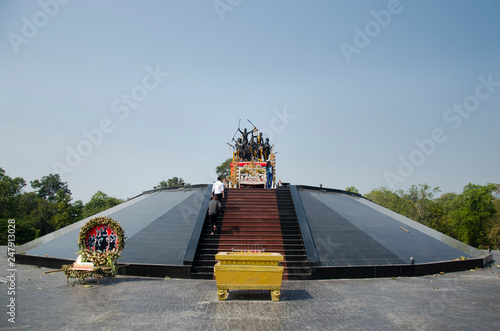 The monument of eleven warriors leaders of Khai Bangrachan in Bang Rachan village of Singburi city in Sing Buri, Thailand. photo