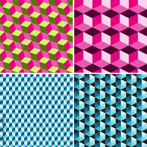 Set seamless patterns from volumetric multi-colored cubes.