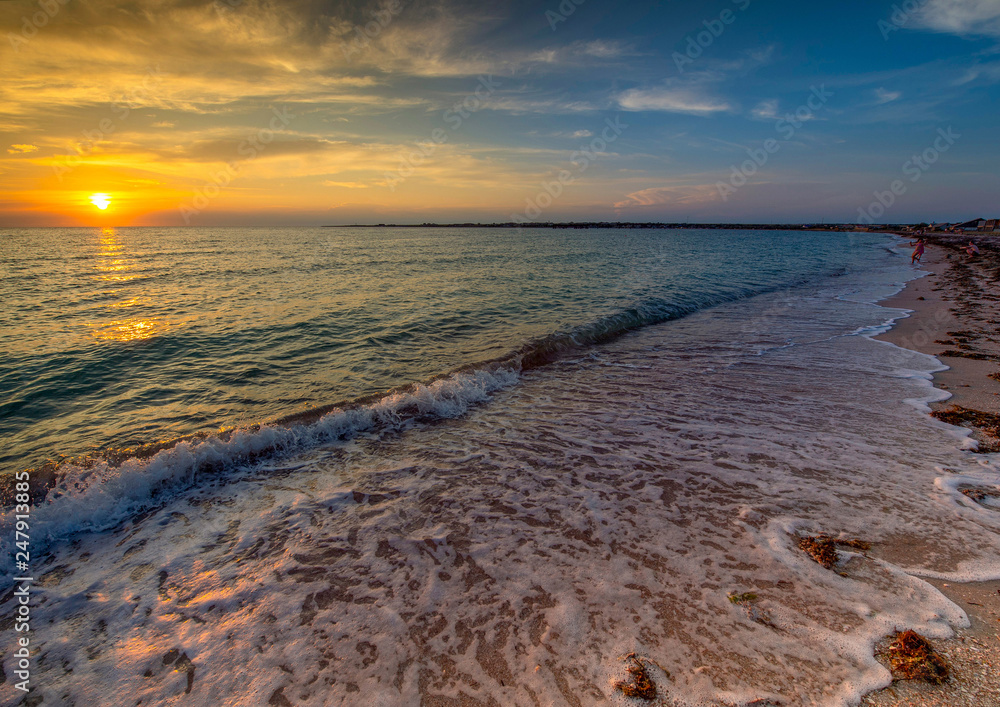 Sunset on Crimea beach